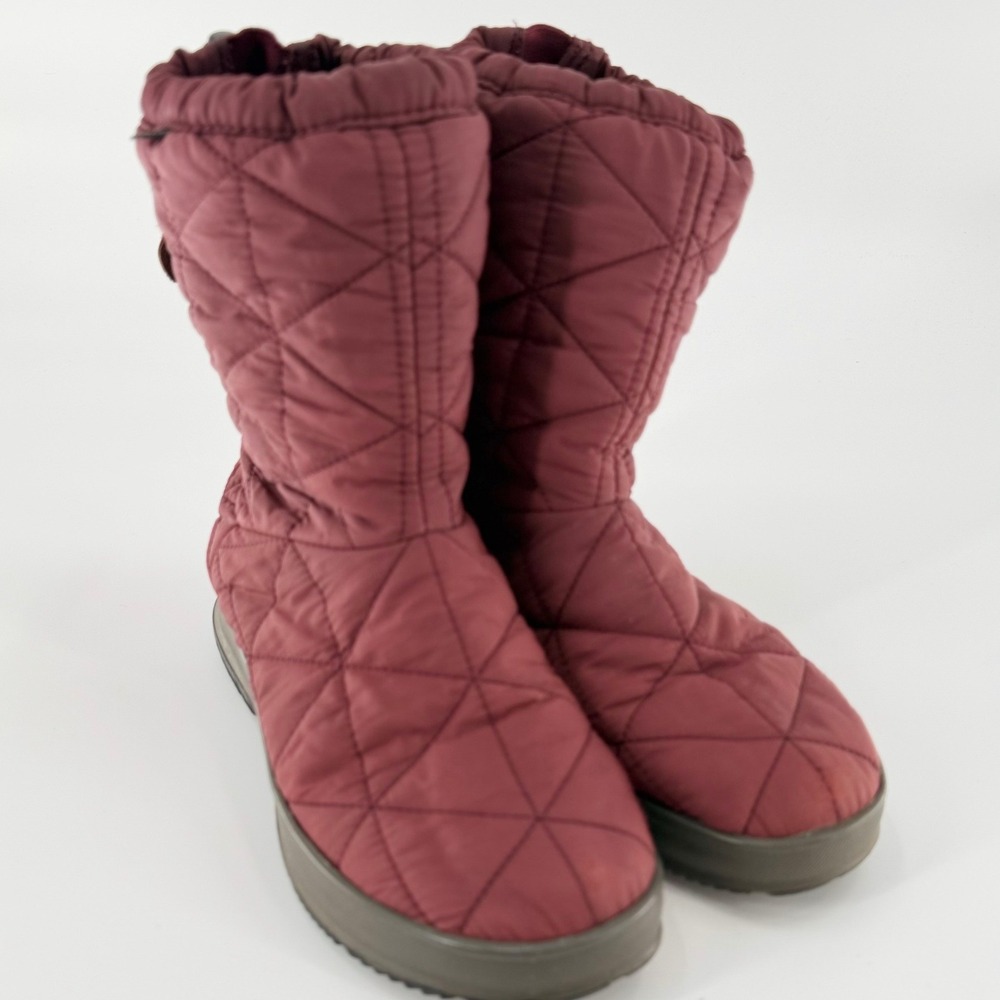 BOGS SNOWDAY MID Waterproof Winter Boots Dark Red Quilted Faux Fur Lined Size 6